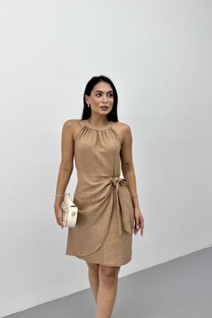 Elegant Beige Wrap Dress With Cap Sleeves - Brand: STEPS - Women & Kids, Baby Clothes Wholesale - Globality Store