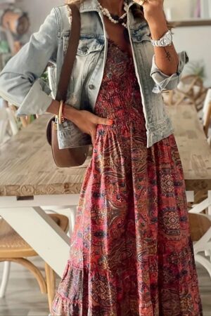 Red Boho Fit And Flare Dress - Brand: Janes - Women & Kids, Baby Clothes Wholesale - Globality Store