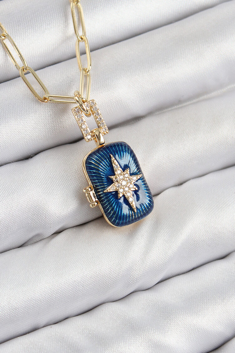 Brass Zircon Stone Openable Pole Star Model Gold Color Women Necklace - Brand: Ebijuteri - Women & Kids, Baby Clothes Wholesale - Globality Store