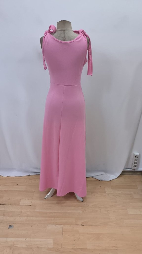 Fit And Flare Maxi Dress With Ruffle Sleeves