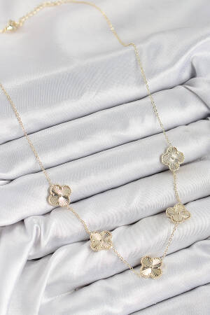 Brass Viper Clover Pattern Gold Color Women Necklace - Brand: Ebijuteri - Women & Kids, Baby Clothes Wholesale - Globality Store