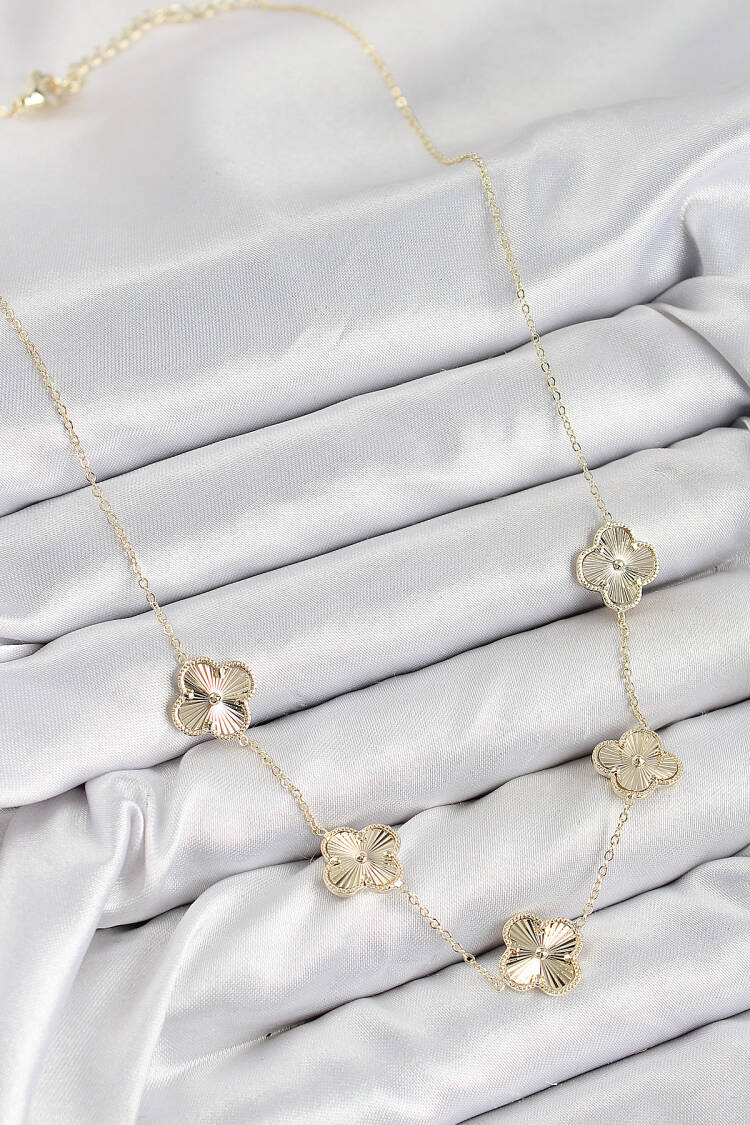 Brass Viper Clover Pattern Gold Color Women Necklace