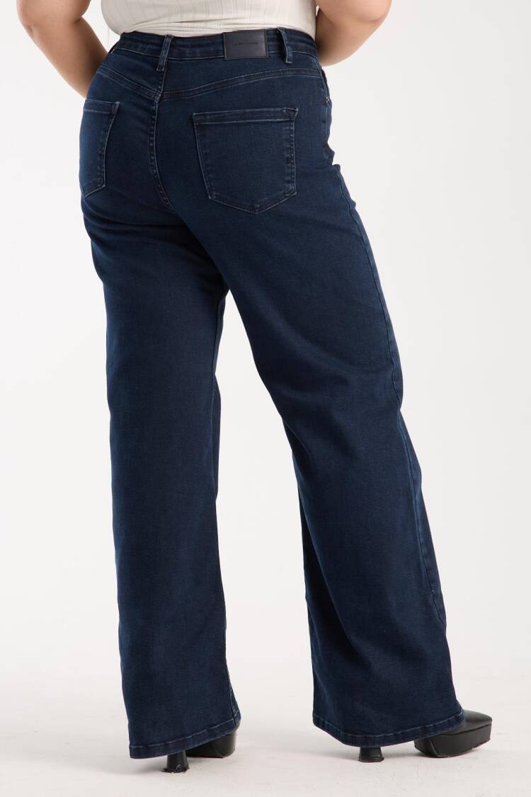 Blue Casual Plus Size Mom Jeans With Wide Leg