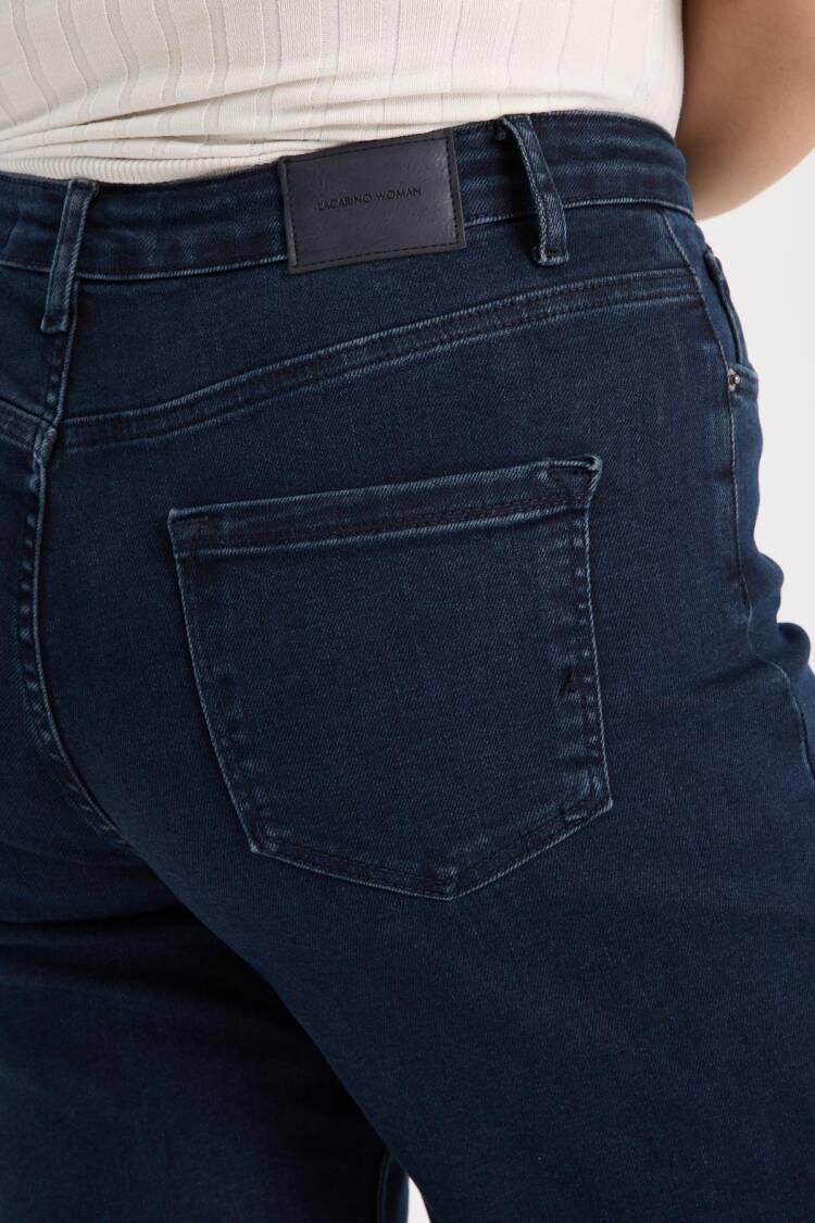 Blue Casual Plus Size Mom Jeans With Wide Leg