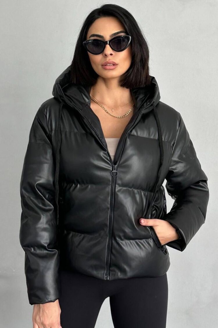 Black Puffer Jacket With Hooded Collar - Brand: My Jest Fashion - Women & Kids, Baby Clothes Wholesale - Globality Store
