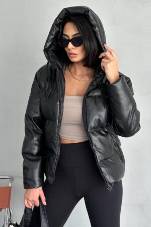 Black Puffer Jacket With Hooded Collar - Brand: My Jest Fashion - Women & Kids, Baby Clothes Wholesale - Globality Store