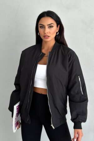 Black Oversized Fit Bomber Jacket - Brand: My Jest Fashion - Women & Kids, Baby Clothes Wholesale - Globality Store
