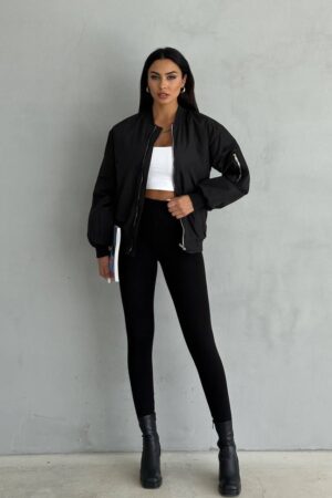 Black Oversized Fit Bomber Jacket - Brand: My Jest Fashion - Women & Kids, Baby Clothes Wholesale - Globality Store