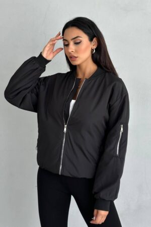 Black Oversized Fit Bomber Jacket - Brand: My Jest Fashion - Women & Kids, Baby Clothes Wholesale - Globality Store