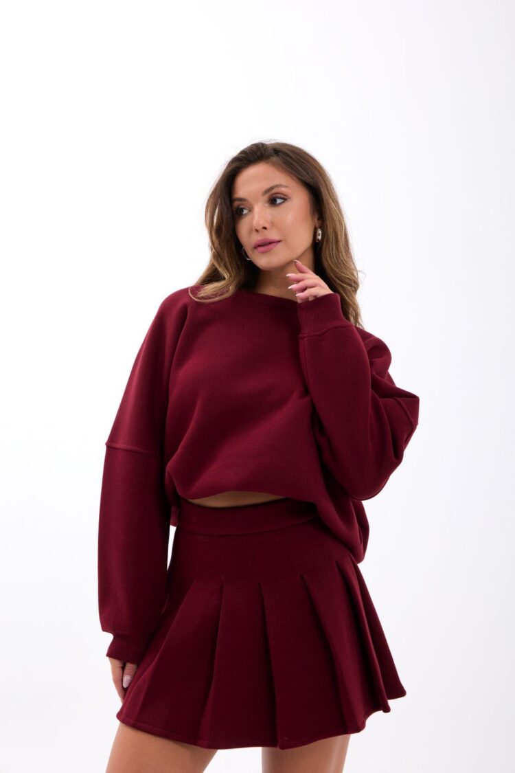 Set - Oversized Casual Sport Skort Mini Pleated Skirt