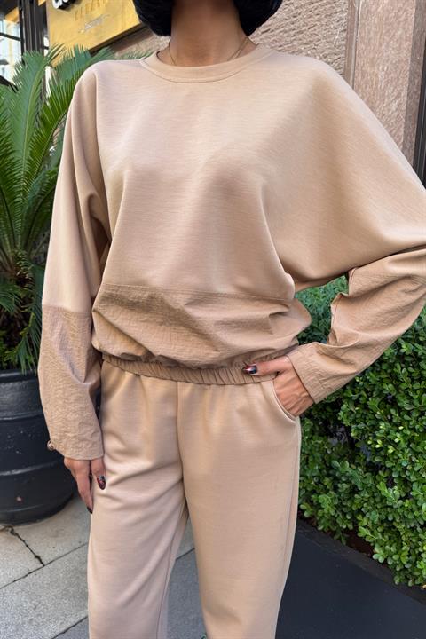 Beige Sport Casual Jogger Set
