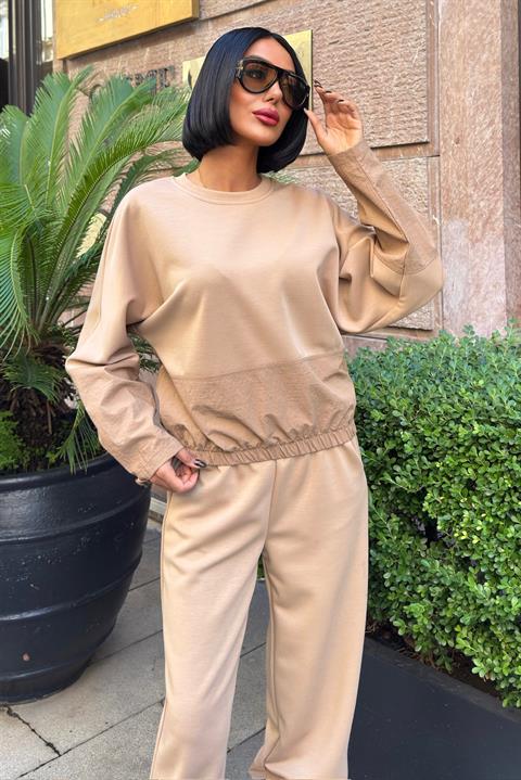 Beige Sport Casual Jogger Set