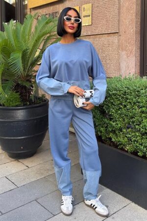 Blue Color Block Casual Sport Set - Brand: Sobe Istanbul - Women & Kids, Baby Clothes Wholesale - Globality Store