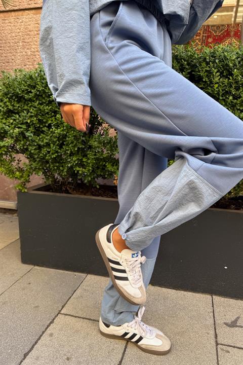 Blue Color Block Casual Sport Set