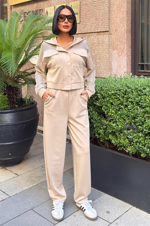 Beige Casual Sport Set