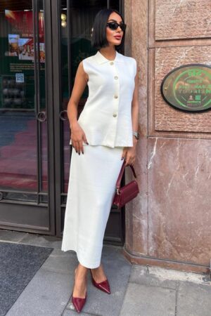Elegant White Set With Pencil Skirt - Brand: Sobe Istanbul - Women & Kids, Baby Clothes Wholesale - Globality Store