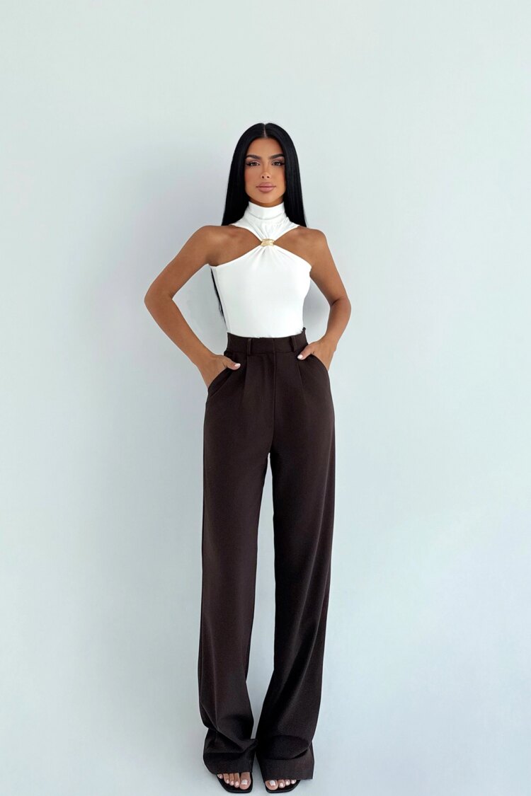 Palazzo Pants With High Waist And Wide Leg