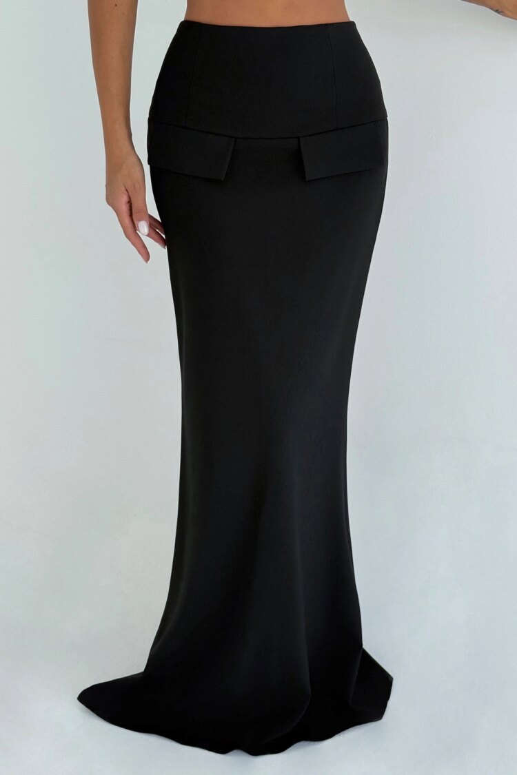ElegantMermaid Maxi Skirt With Flap Pocket