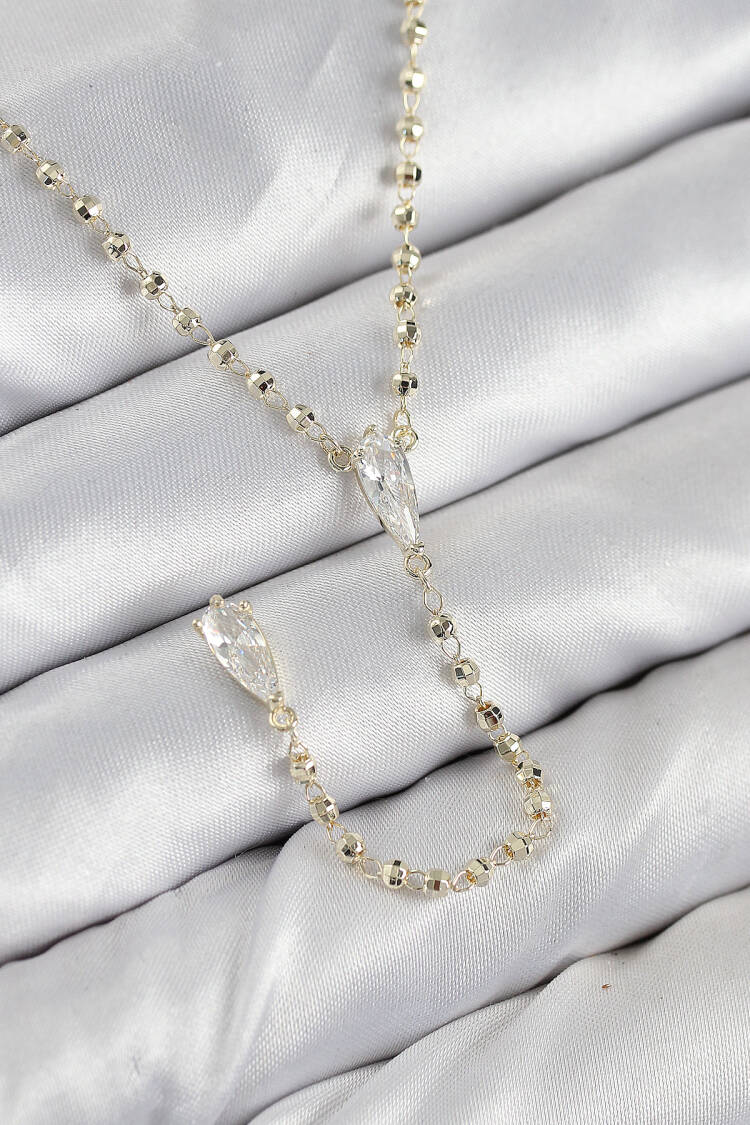 Brass Zircon Stone Gold Color Women Y Necklace - Brand: Ebijuteri - Women & Kids, Baby Clothes Wholesale - Globality Store
