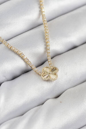 Brass Zircon Stone Clover Pattern Gold Color Women Necklace - Brand: Ebijuteri - Women & Kids, Baby Clothes Wholesale - Globality Store