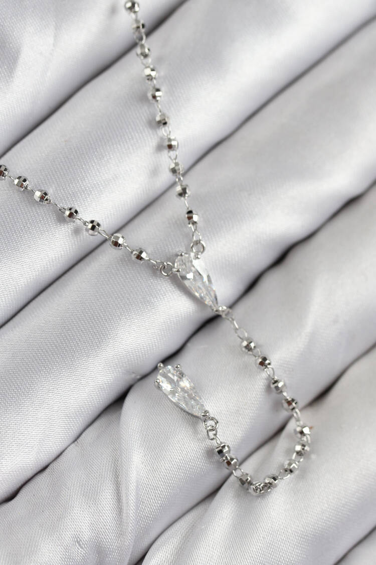 Silver Color Women Y Necklace With Brass Zircon Stone - Brand: Ebijuteri - Women & Kids, Baby Clothes Wholesale - Globality Store