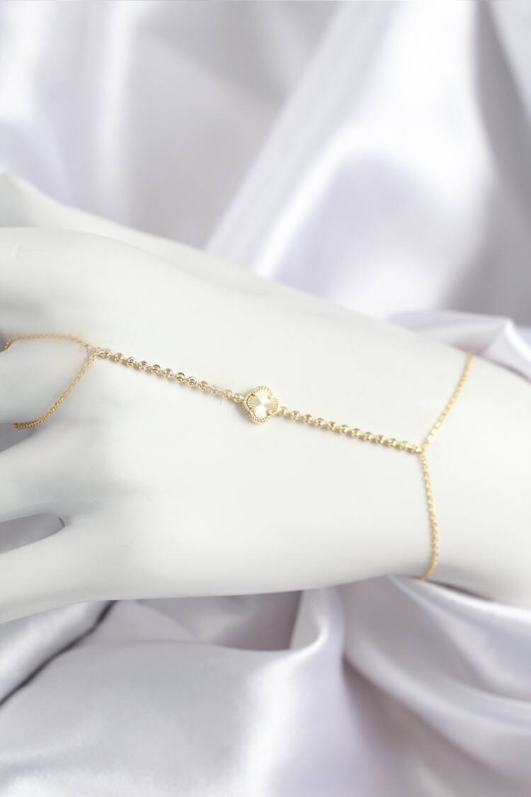 Brass Zircon Stone Clover Model Gold Color Shahmeran - Brand: Ebijuteri - Women & Kids, Baby Clothes Wholesale - Globality Store