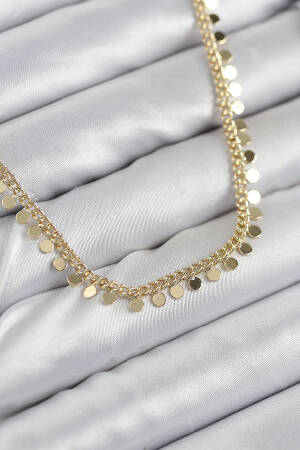 Brass Sequined Sequin Chain Model Gold Color Women Necklace - Brand: Ebijuteri - Women & Kids, Baby Clothes Wholesale - Globality Store