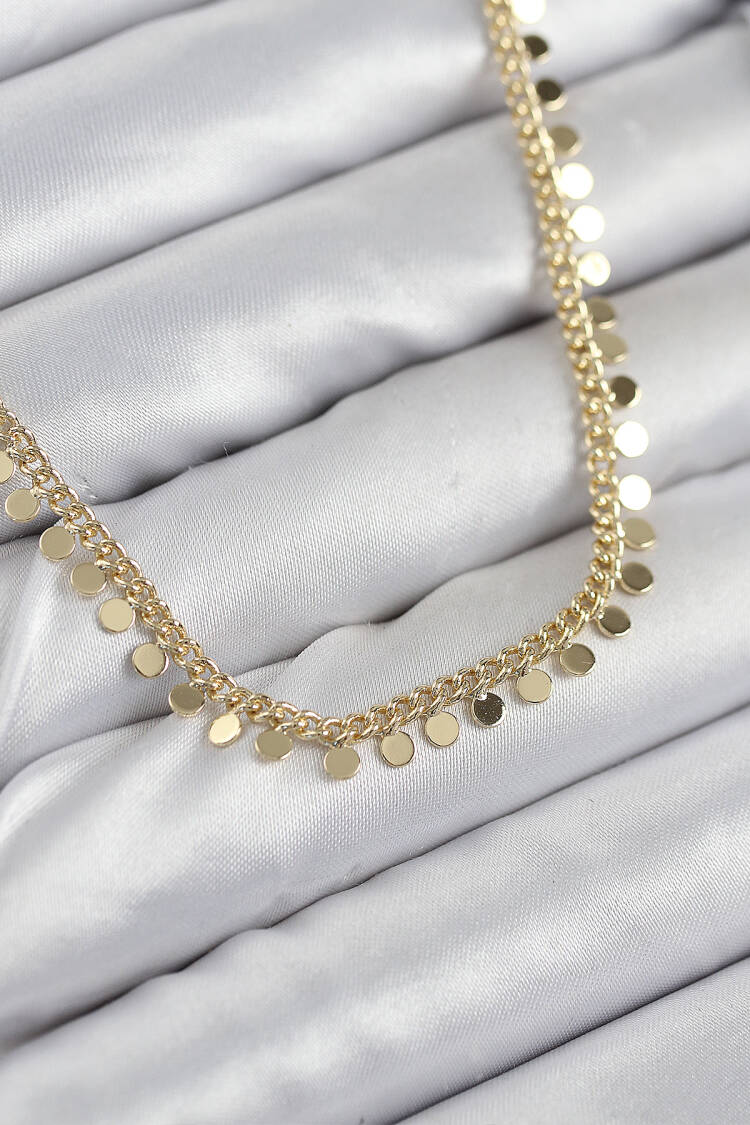 Brass Sequined Sequin Chain Model Gold Color Women Necklace - Brand: Ebijuteri - Women & Kids, Baby Clothes Wholesale - Globality Store