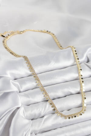 Brass Sequined Sequin Chain Model Gold Color Women Necklace - Brand: Ebijuteri - Women & Kids, Baby Clothes Wholesale - Globality Store