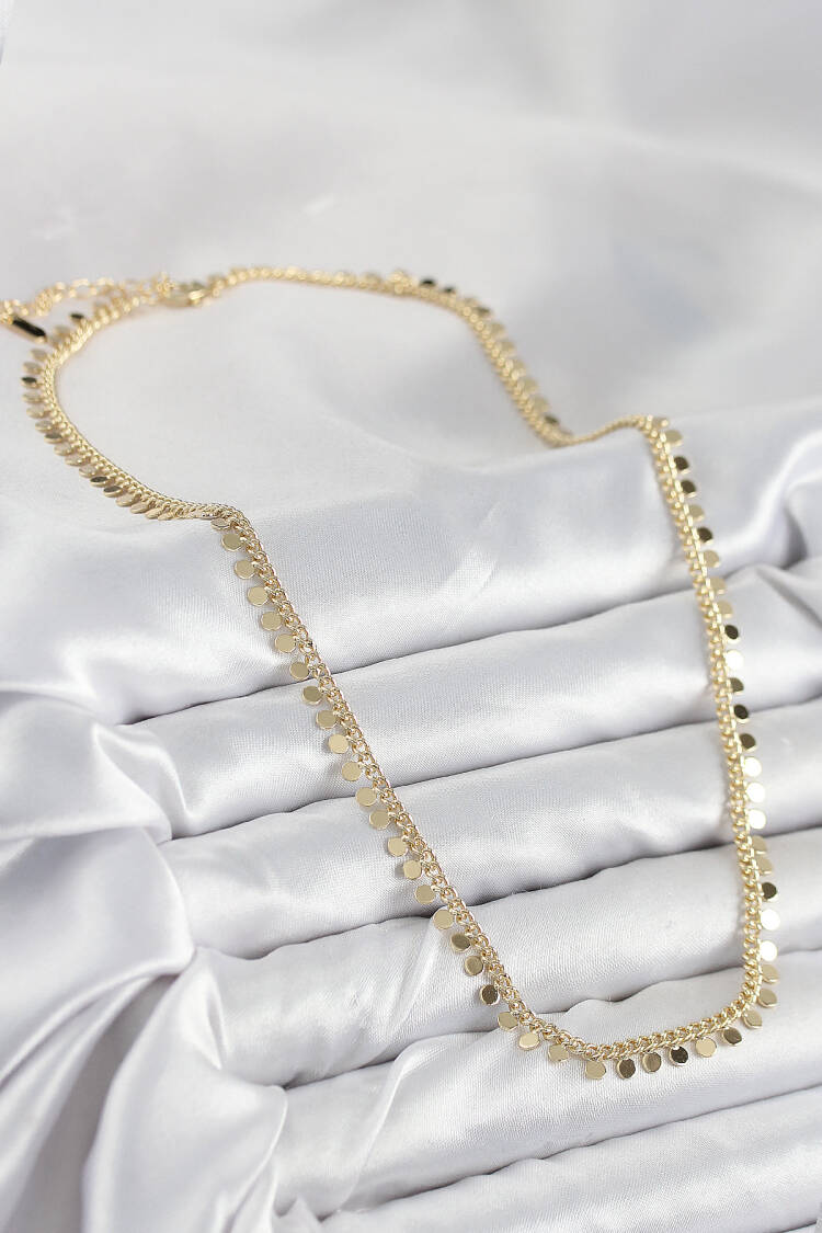 Brass Sequined Sequin Chain Model Gold Color Women Necklace
