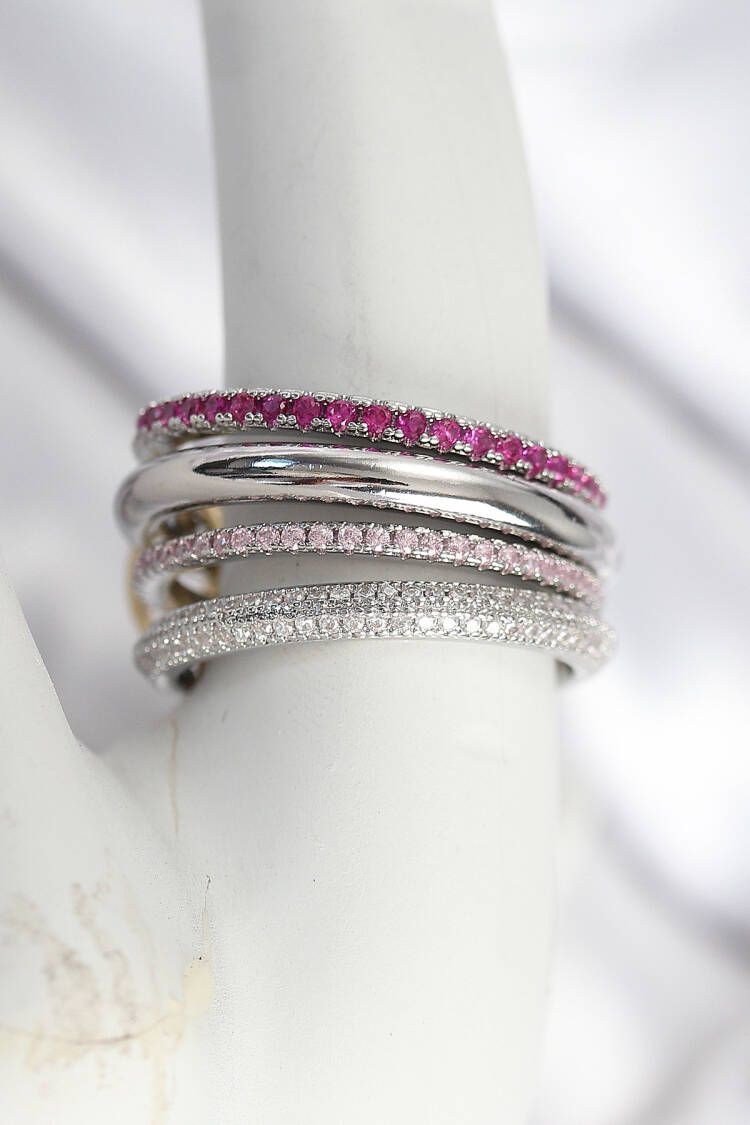 Brass Mix Color Zircon Stone 4pcs Women Ring - Brand: Ebijuteri - Women & Kids, Baby Clothes Wholesale - Globality Store