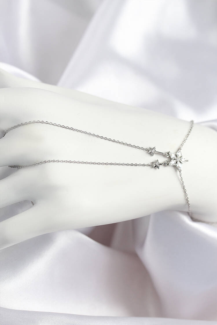 Brass Zircon Stone Star Pattern Silver Color Shahmeran - Brand: Ebijuteri - Women & Kids, Baby Clothes Wholesale - Globality Store