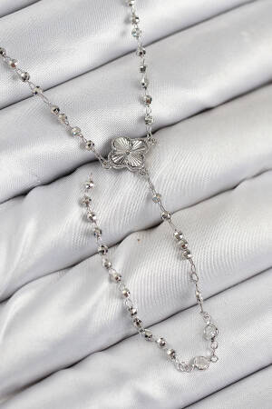 Brass Zircon Stone Clover Pattern Silver Color Women Y Necklace - Brand: Ebijuteri - Women & Kids, Baby Clothes Wholesale - Globality Store