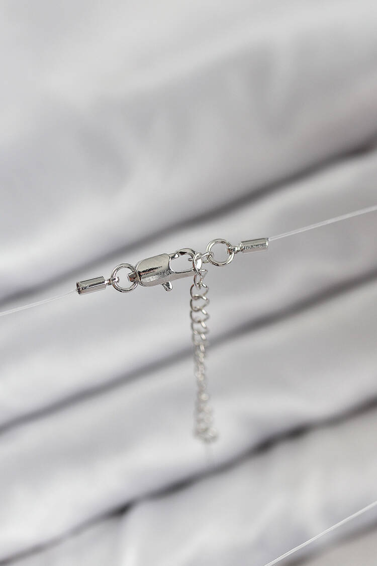 Fishing Line Heart Pattern Silver Color Ghost Necklace