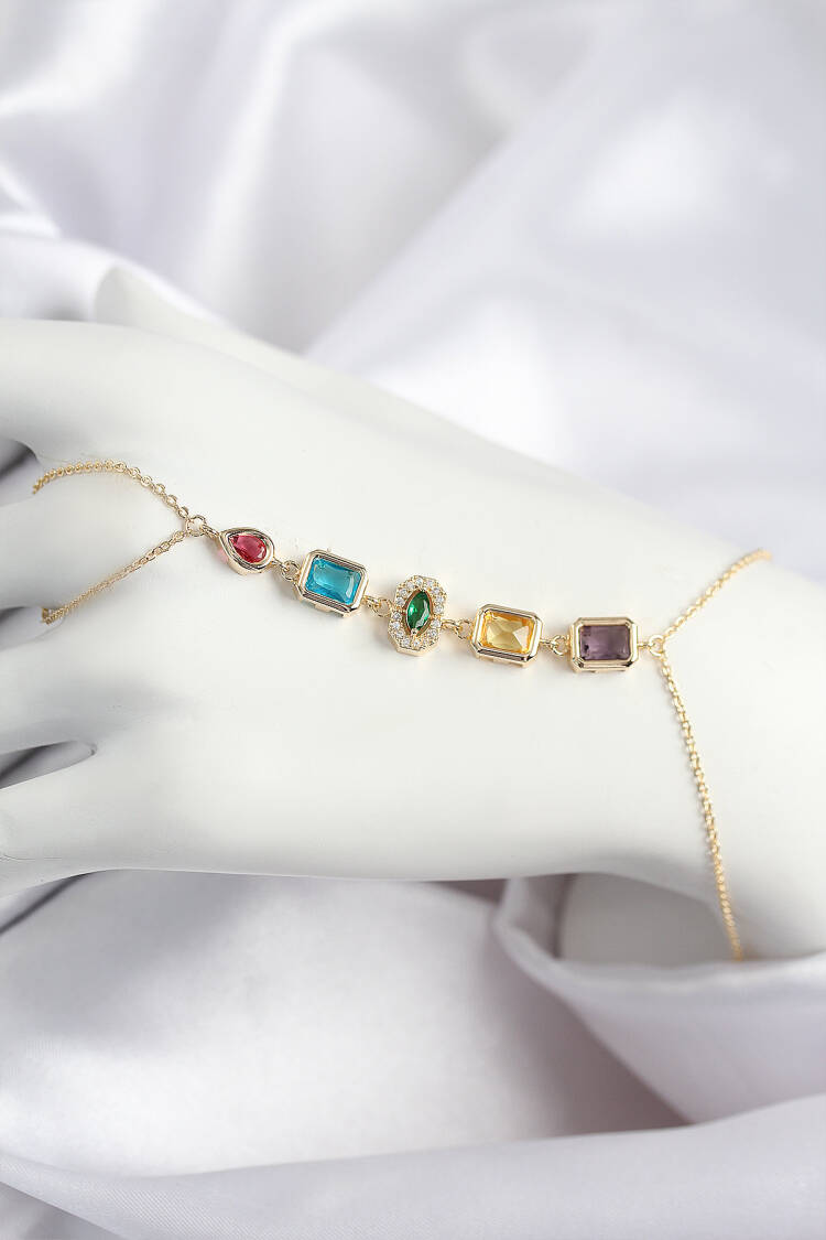 Brass Color Zircon Stone Pattern Gold Color Shahmeran - Brand: Ebijuteri - Women & Kids, Baby Clothes Wholesale - Globality Store