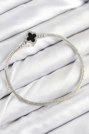 Brass Charm Zircon Stone Clover Pattern Silver Color Women's Bracelet - Brand: Ebijuteri - Women & Kids, Baby Clothes Wholesale - Globality Store