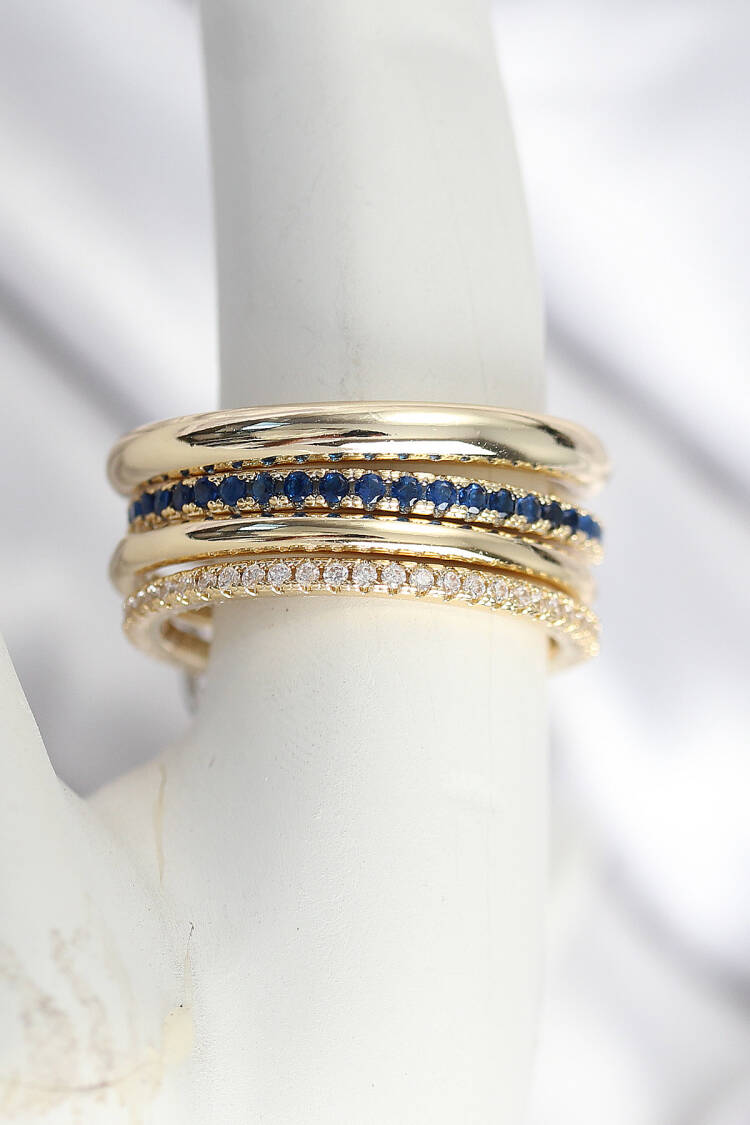 Brass Gold Color Zircon Stone 4-Piece Women's Ring - Brand: Ebijuteri - Women & Kids, Baby Clothes Wholesale - Globality Store