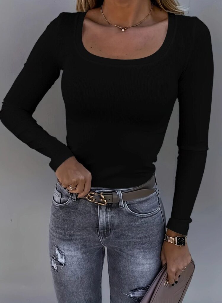 Slim Fit Square Neck Blouse