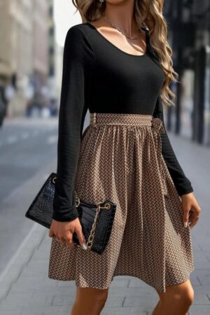 Black Fit And Flare Dress With Herringbone Pattern - Brand: Janes - Women & Kids, Baby Clothes Wholesale - Globality Store