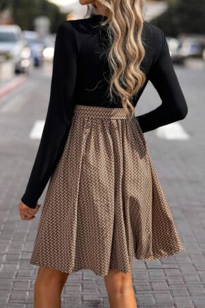 Black Fit And Flare Dress With Herringbone Pattern - Brand: Janes - Women & Kids, Baby Clothes Wholesale - Globality Store