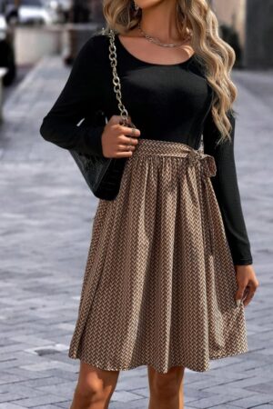 Black Fit And Flare Dress With Herringbone Pattern - Brand: Janes - Women & Kids, Baby Clothes Wholesale - Globality Store