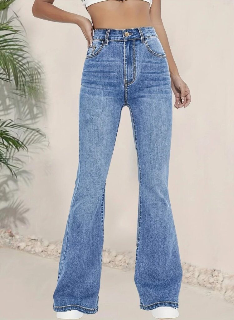 Blue Casual Retro Streetwear Vintage Bootcut Pants