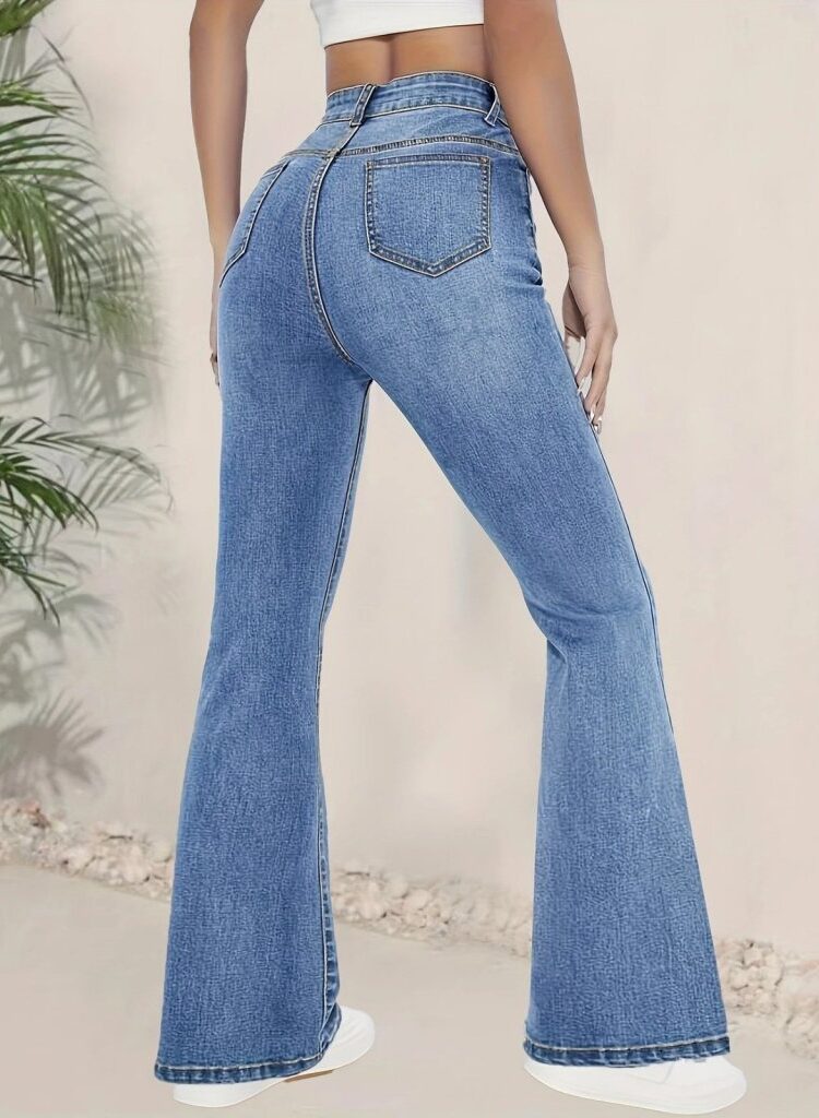 Blue Casual Retro Streetwear Vintage Bootcut Pants