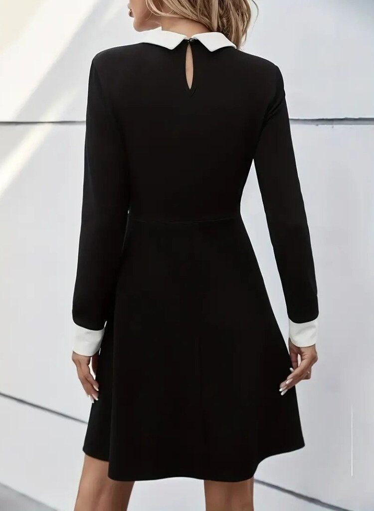 Black Elegant Fit And Flare Mini Dress