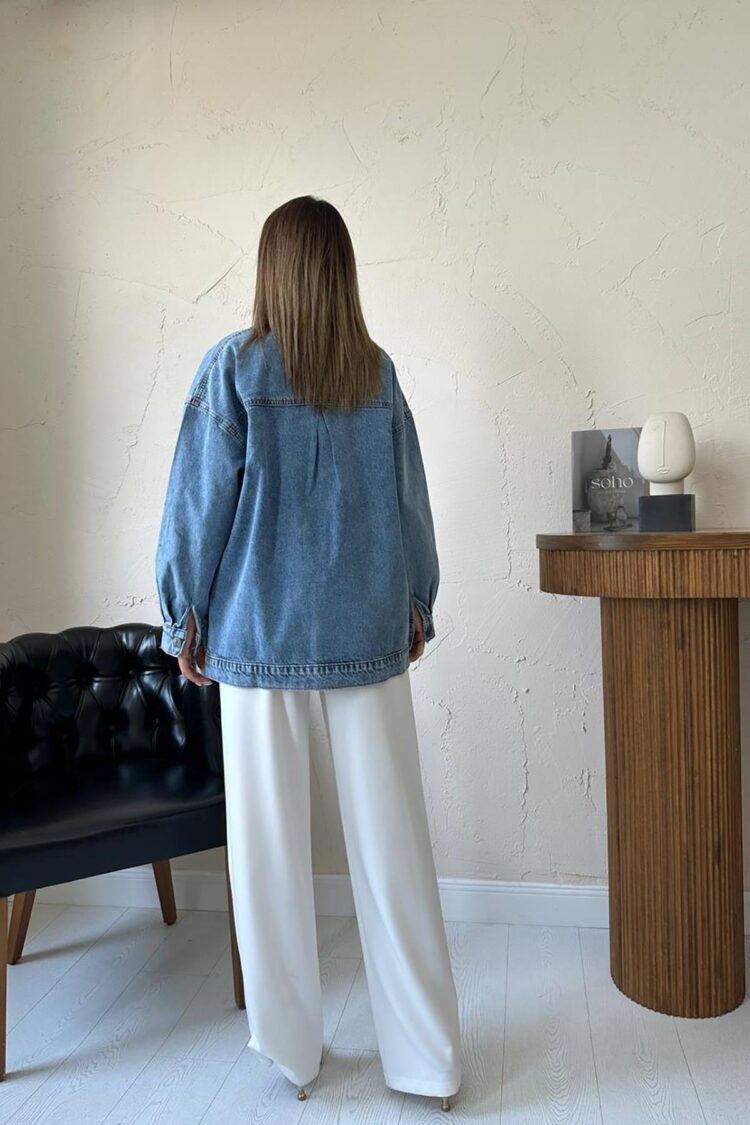 Blue Oversized Fit Casual Vintage Jacket