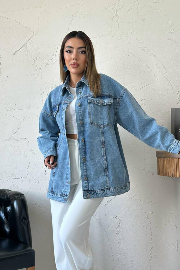 Blue Oversized Fit Casual Vintage Jacket