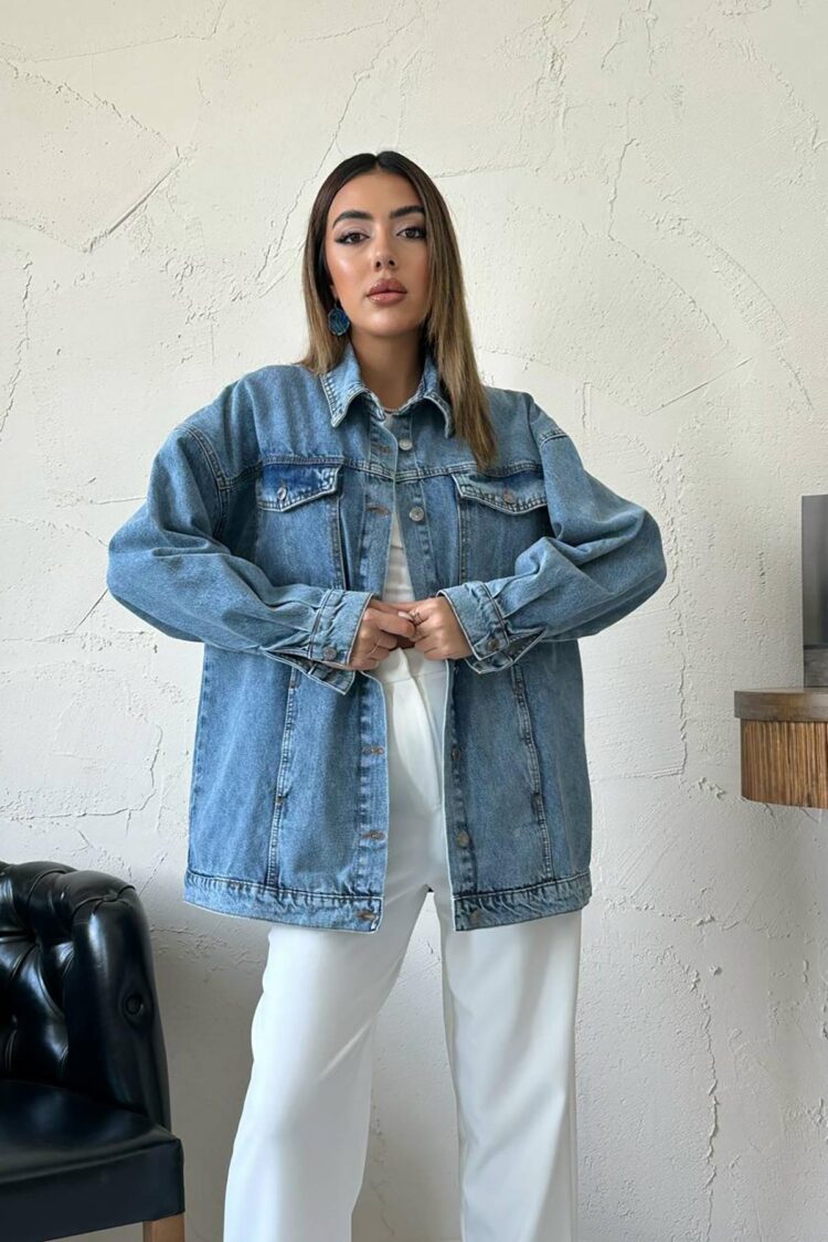 Blue Oversized Fit Casual Vintage Jacket