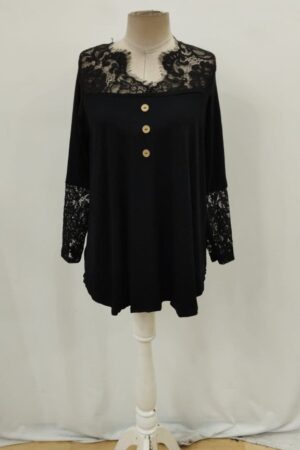 Black Elegant V-Neck Blouse With Long Sleeves - Brand: Janes - Women & Kids, Baby Clothes Wholesale - Globality Store