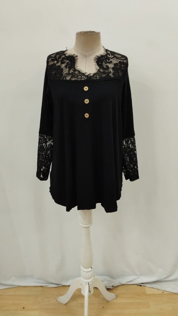 Black Elegant V-Neck Blouse With Long Sleeves
