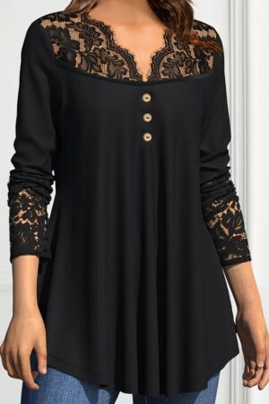 Black Elegant V-Neck Blouse With Long Sleeves - Brand: Janes - Women & Kids, Baby Clothes Wholesale - Globality Store